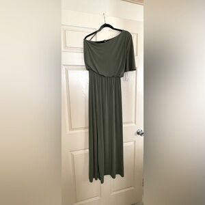 Elegant Olive Green Off-Shoulder Dress size M
